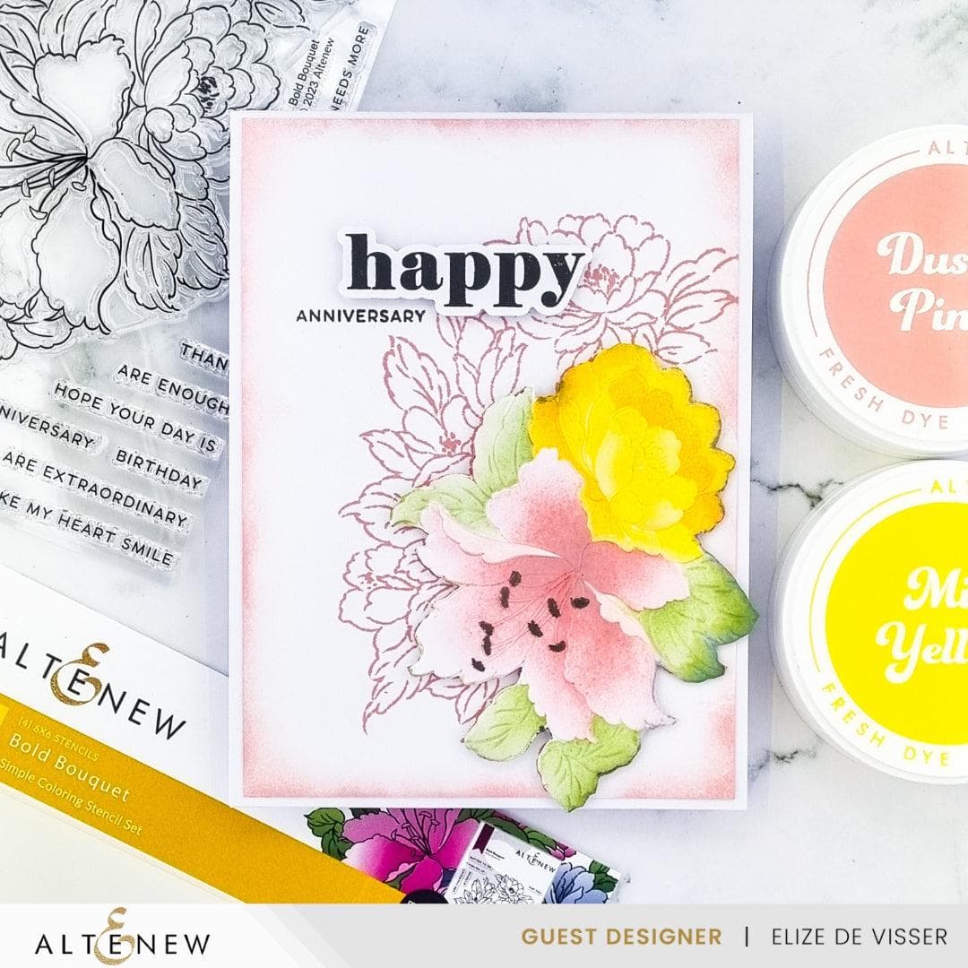 Altenew Stamp & Die & Stencil & Embossing Folder Bundle Bold Bouquet