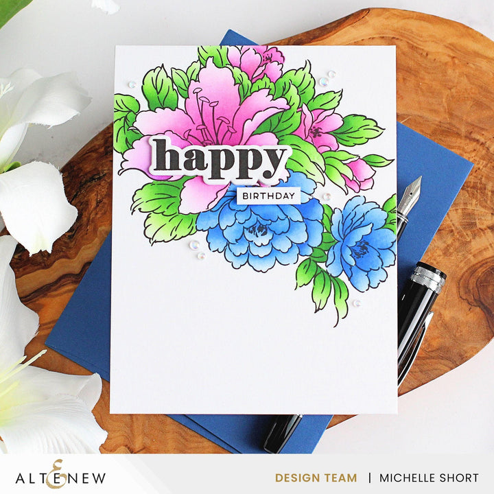 Altenew Stamp & Die & Stencil & Embossing Folder Bundle Bold Bouquet