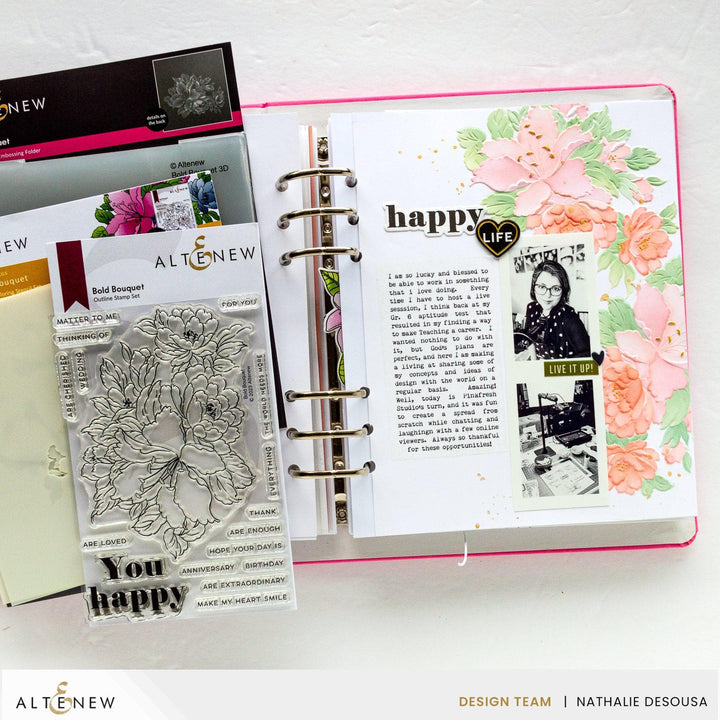 Altenew Stamp & Die & Stencil & Embossing Folder Bundle Bold Bouquet