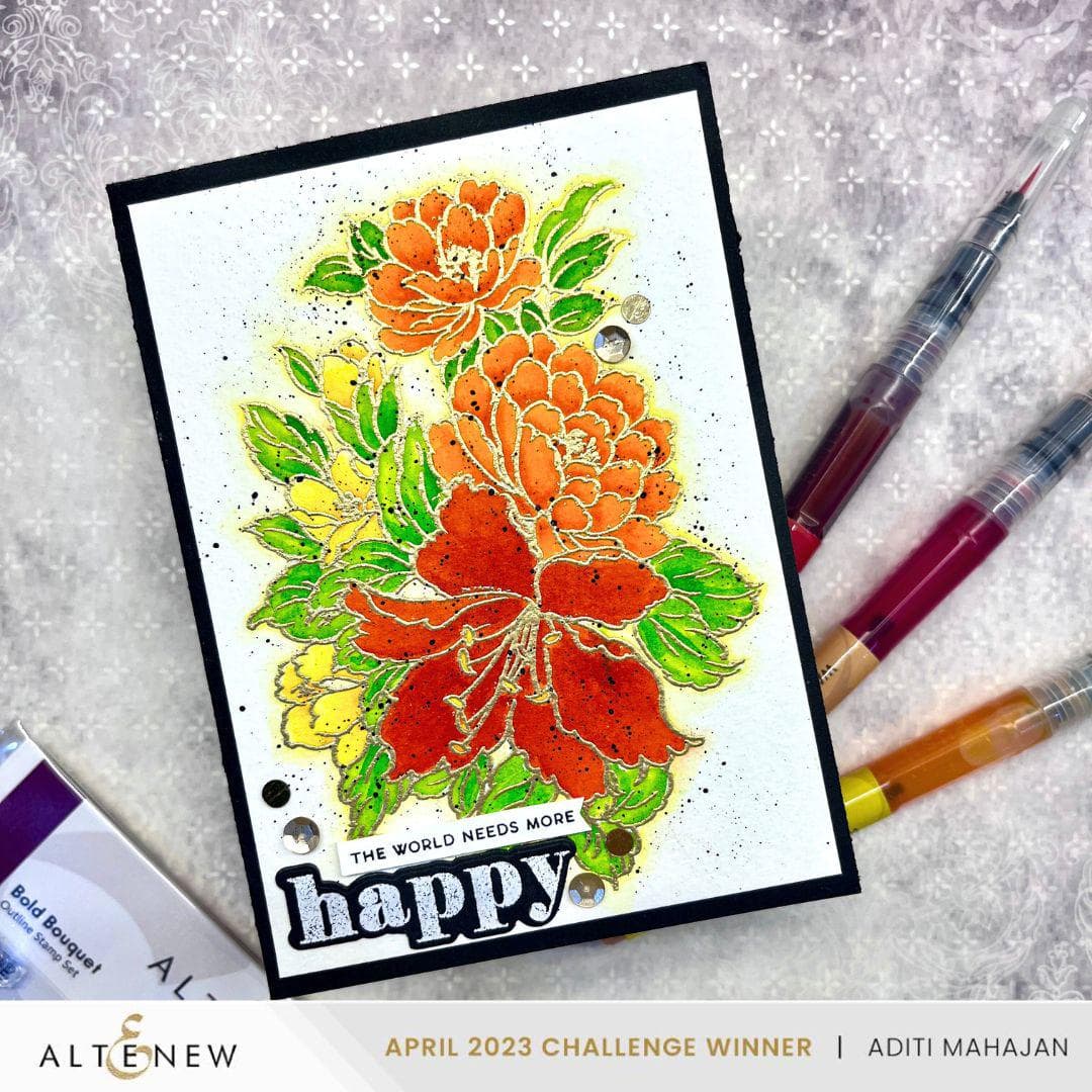 Altenew Stamp & Die & Stencil & Embossing Folder Bundle Bold Bouquet