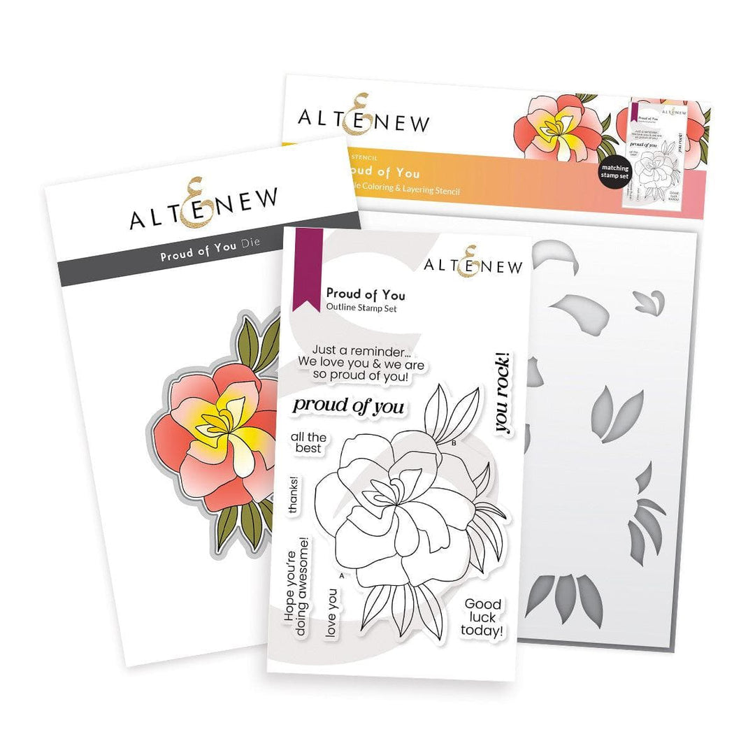 Altenew Stamp & Die & Stencil & Embossing Folder Bundle Proud Of You