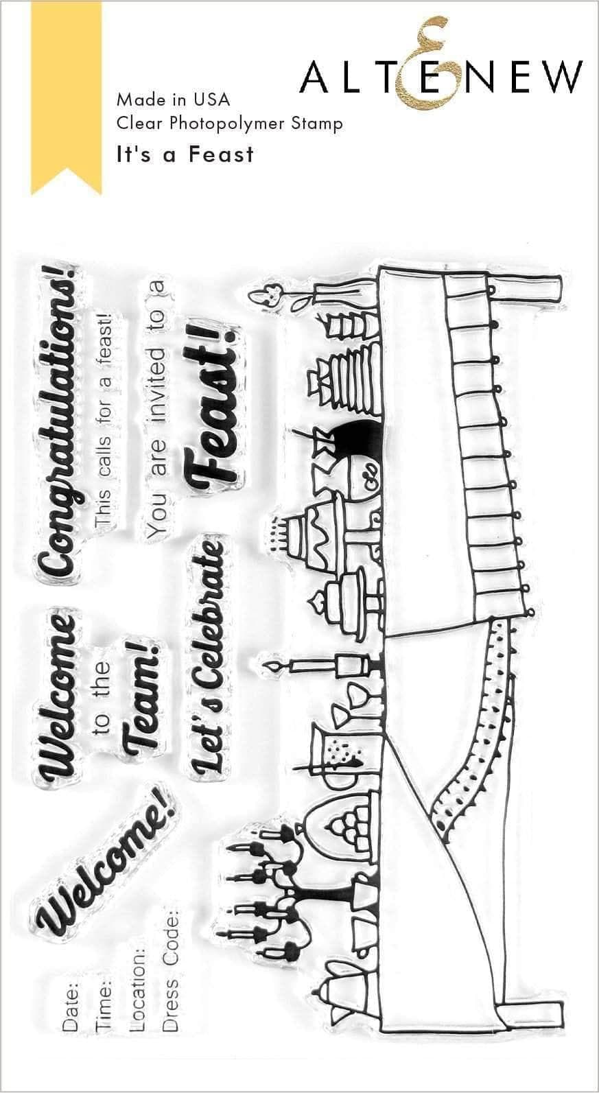 Altenew Stamp & Embossing Folder Bundle It's A Feast Stamp Set & Folded Drapes Embossing Folder Bundle