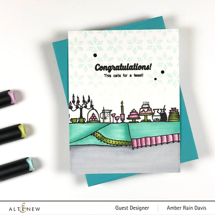 Altenew Stamp & Embossing Folder Bundle It's A Feast Stamp Set & Folded Drapes Embossing Folder Bundle