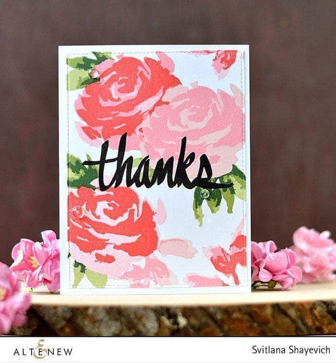 Altenew Painted Rose & Floral Ink Bundle with floral stamps and colorful ink pads for crafting and card making.