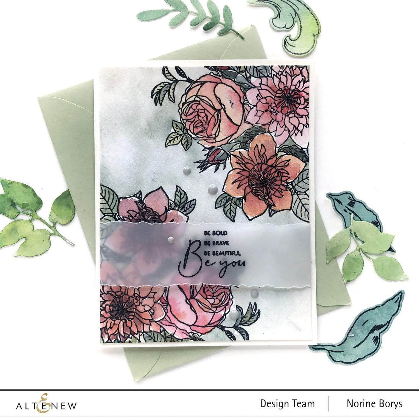 Altenew Stamp & Watercolor Bundle Paint-A-Flower: Clematis Josephine & Watercolor Essential 12 Pan Set Bundle