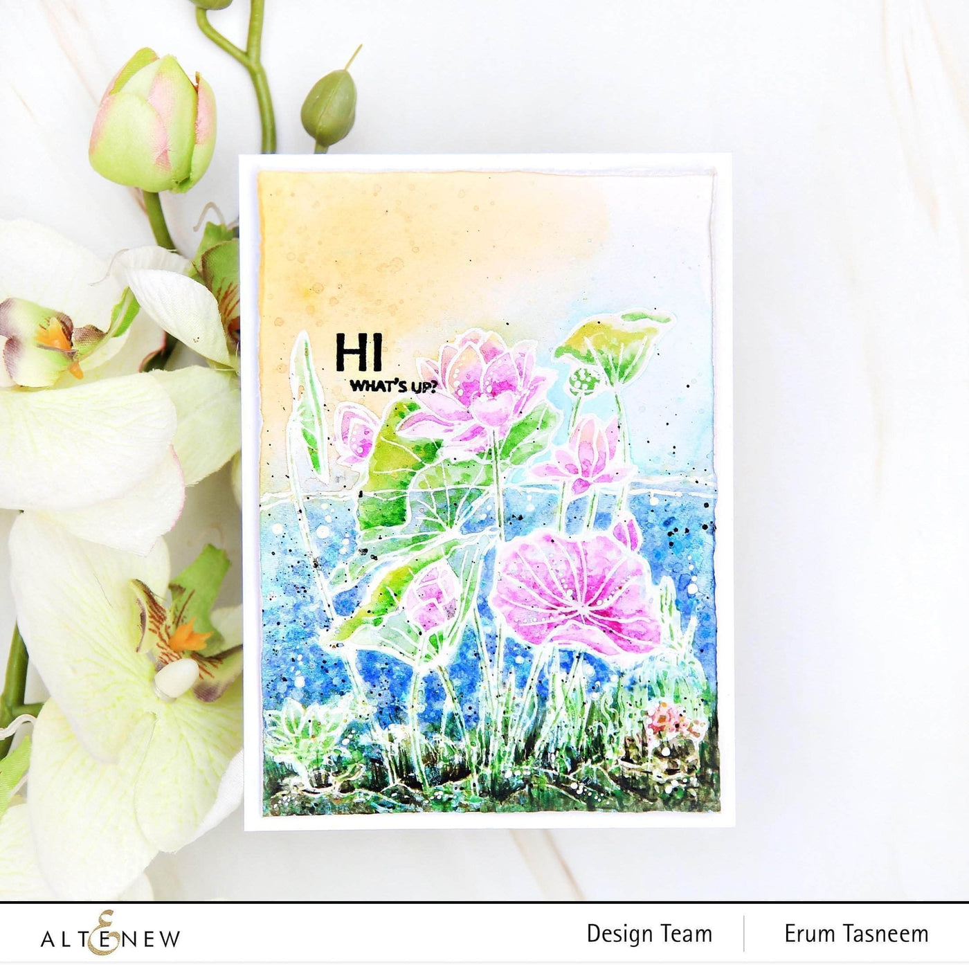 Altenew Stamp & Watercolor Bundle Paint-A-Flower: Lotus & Artists' Watercolor 24 Pan Set Bundle