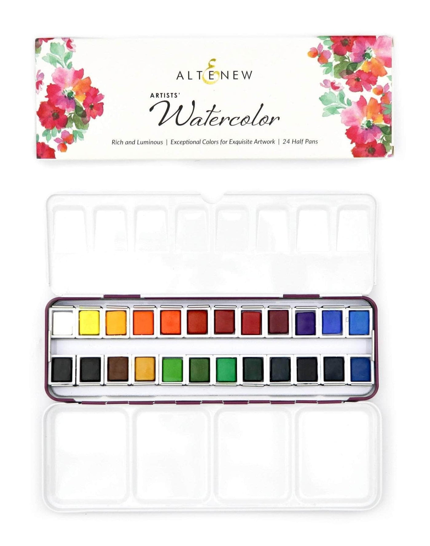 Altenew Stamp & Watercolor Bundle Paint-A-Flower: Lotus & Artists' Watercolor 24 Pan Set Bundle