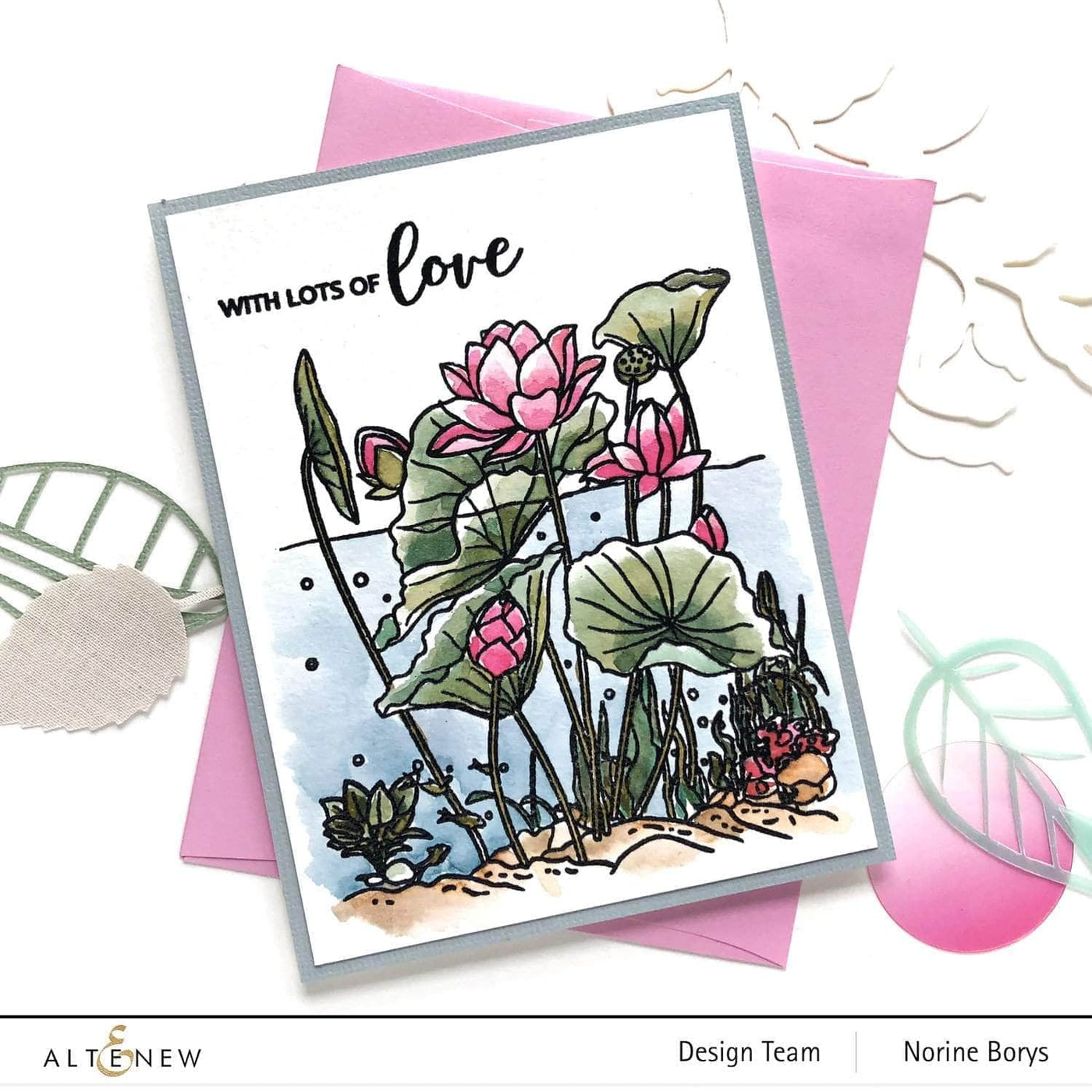 Altenew Stamp & Watercolor Bundle Paint-A-Flower: Lotus & Watercolor Essential 12 Pan Set Bundle