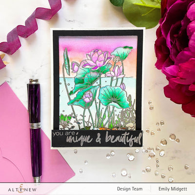 Altenew Stamp & Watercolor Bundle Paint-A-Flower: Lotus & Watercolor Essential 12 Pan Set Bundle