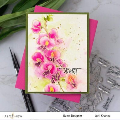 Altenew Stamp & Watercolor Bundle Paint-A-Flower: Sweet Pea & Artists' Watercolor 24 Pan Set Bundle