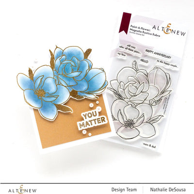 Altenew Stamp & Watercolor Bundle Paint-A-Flower: Magnolia Rustica Rubra & Hawaiian Shores Brush & Fine Tip Pens Bundle