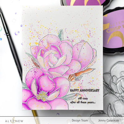 Altenew Stamp & Watercolor Bundle Paint-A-Flower: Magnolia Rustica Rubra & Hawaiian Shores Brush & Fine Tip Pens Bundle