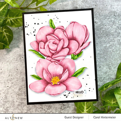 Altenew Stamp & Watercolor Bundle Paint-A-Flower: Magnolia Rustica Rubra & Hawaiian Shores Brush & Fine Tip Pens Bundle