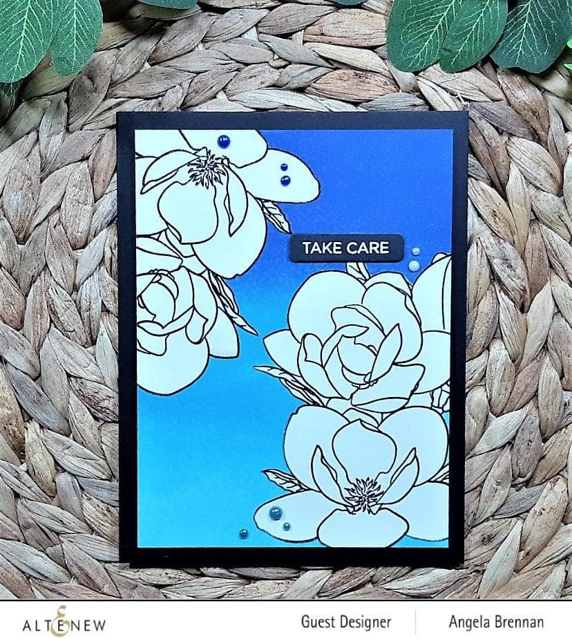 Altenew Paint-A-Flower Magnolia Rustica Rubra and Hawaiian Shores stamp and watercolor brush and fine tip pens bundle.