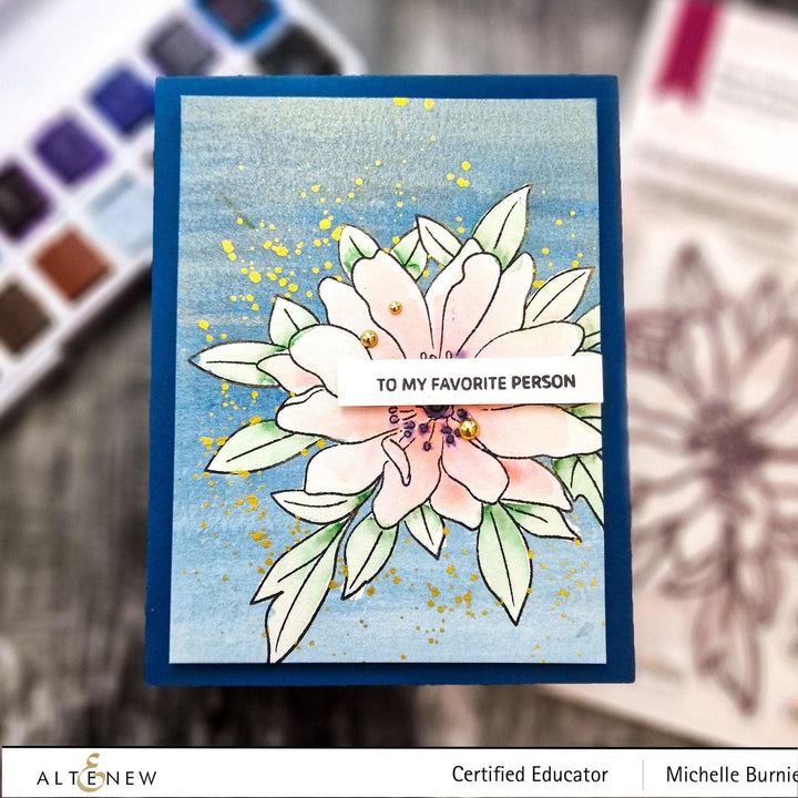Altenew Stamp & Watercolor Bundle Paint-A-Flower: Wood Anemone & Hawaiian Shores Brush & Fine Tip Pens Bundle