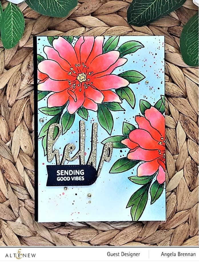 Altenew Stamp & Watercolor Bundle Paint-A-Flower: Wood Anemone & Hawaiian Shores Brush & Fine Tip Pens Bundle