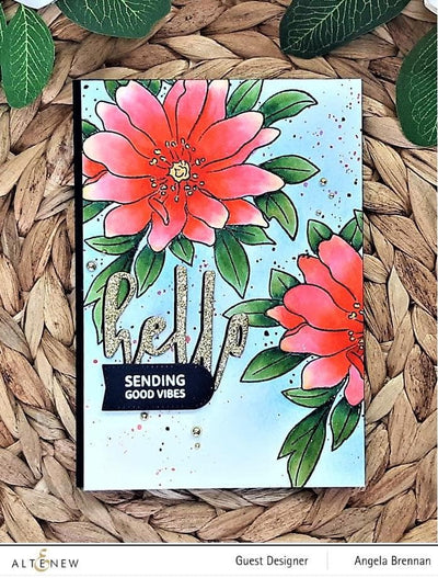 Altenew Stamp & Watercolor Bundle Paint-A-Flower: Wood Anemone & Hawaiian Shores Brush & Fine Tip Pens Bundle