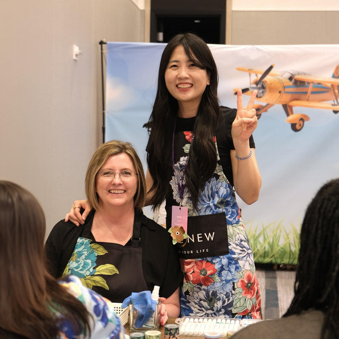 Artsy Apron: Red & Blue Billowing Peonies - Black