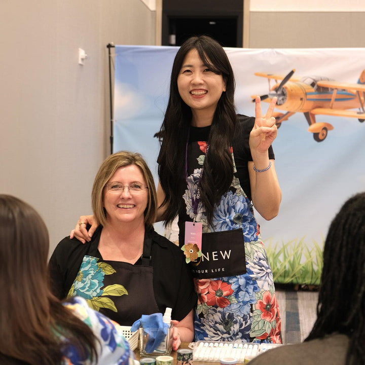 Artsy Apron: Red & Blue Billowing Peonies - Black
