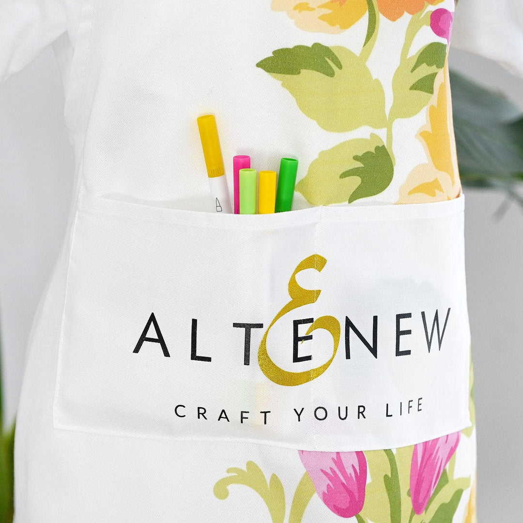 Artsy Apron: Yellow & Pink Ornamental Bouquet - White
