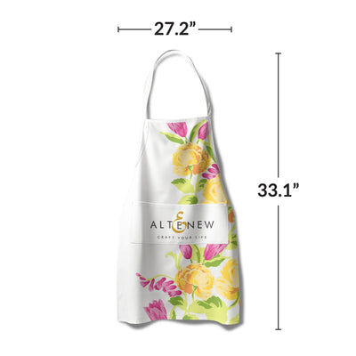 Artsy Apron: Yellow & Pink Ornamental Bouquet - White