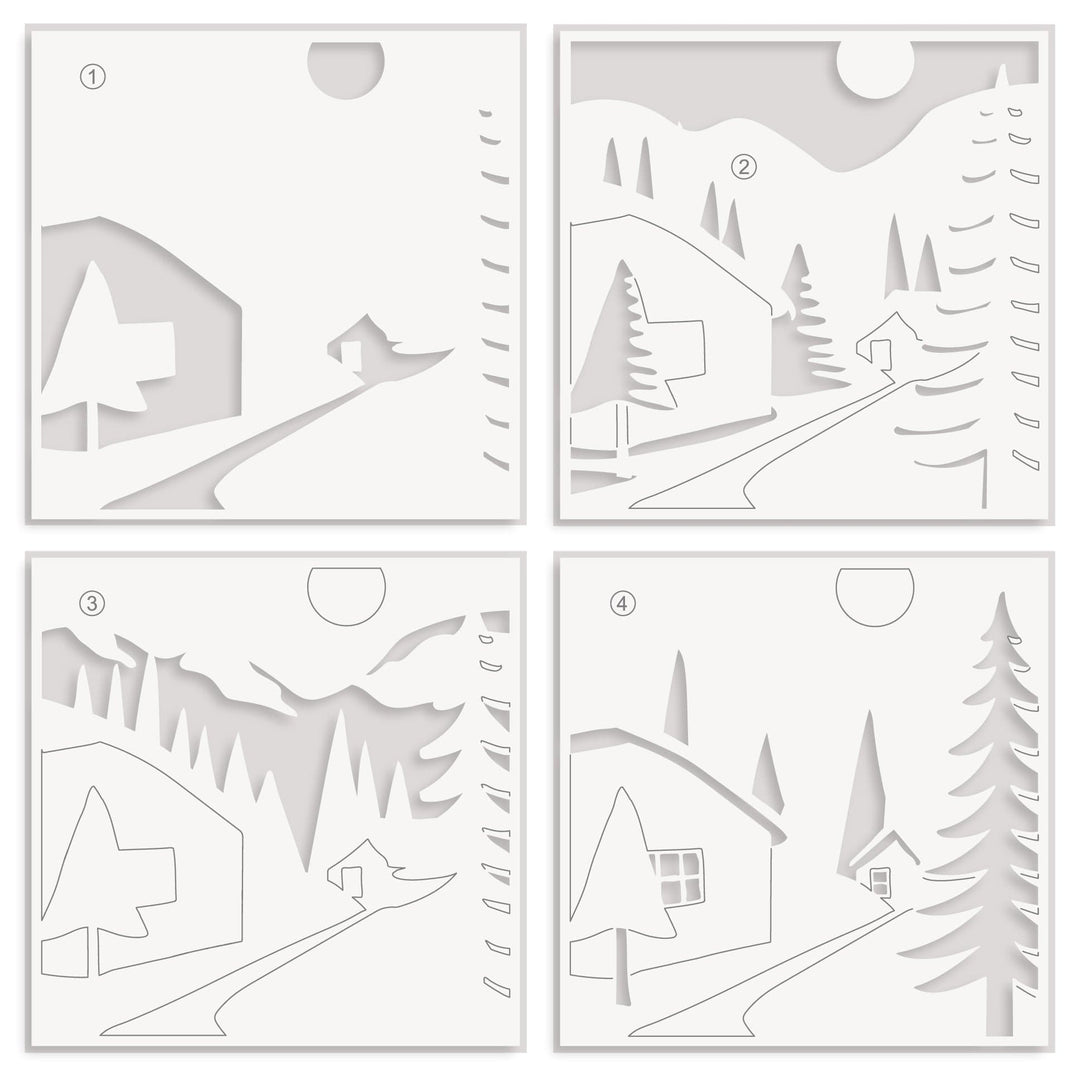 Abstract Village Builder Stencil Set (4 In 1)