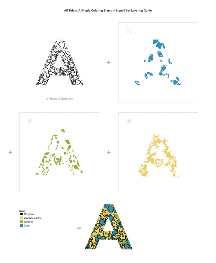 All Things A Simple Coloring Stencil Set (3 in 1)