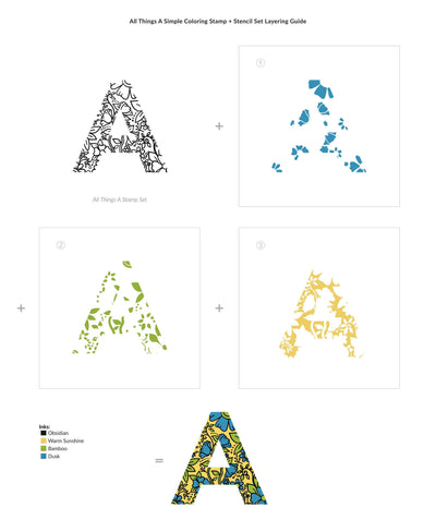 All Things A Simple Coloring Stencil Set (3 in 1)