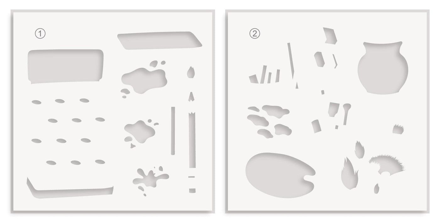 EXP Factors Stencil An Artist's Collection Coloring Stencil Set (2 in 1)