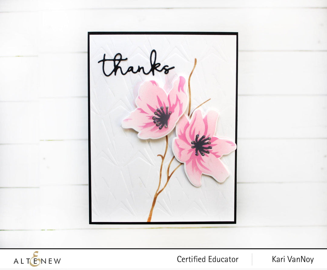 Altenew Anemone Branch Stencil Set (3 in 1) with detailed floral and leaf designs for creative craft projects.