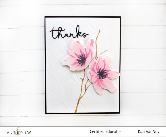 Altenew Anemone Branch Stencil Set (3 in 1) with detailed floral and leaf designs for creative craft projects.