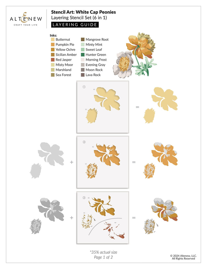 Stencil Art: White Cap Peonies & Add-on Die Bundle