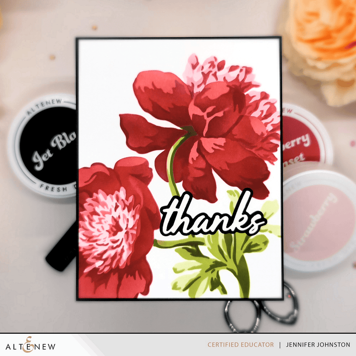 Stencil Art: White Cap Peonies & Add-on Die Bundle