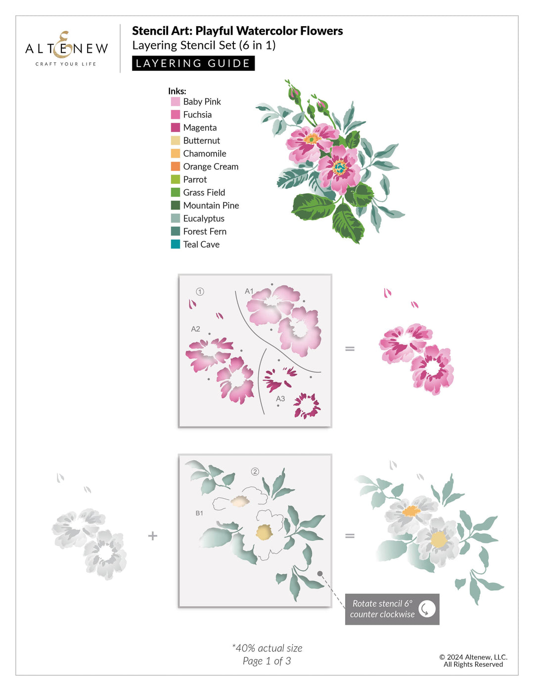 Stencil Art: Playful Watercolor Flowers Layering Stencil Set (6 in 1)