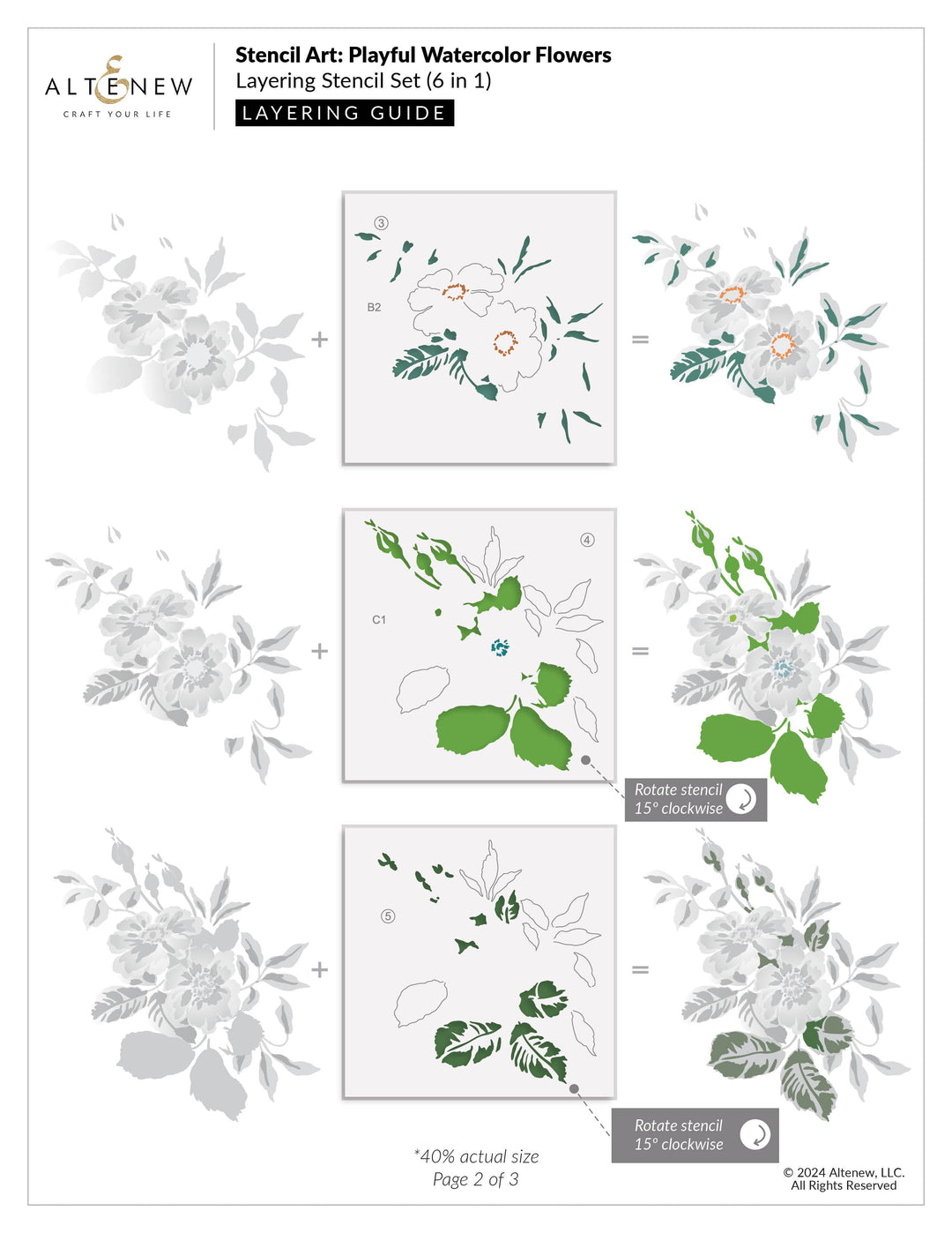Stencil Art: Playful Watercolor Flowers Layering Stencil Set (6 in 1)