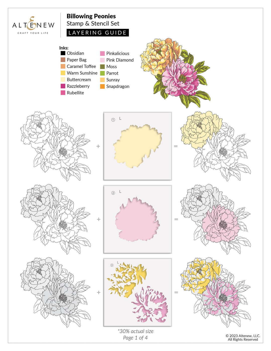 Billowing Peonies Layering Stencil Set 12 In 1