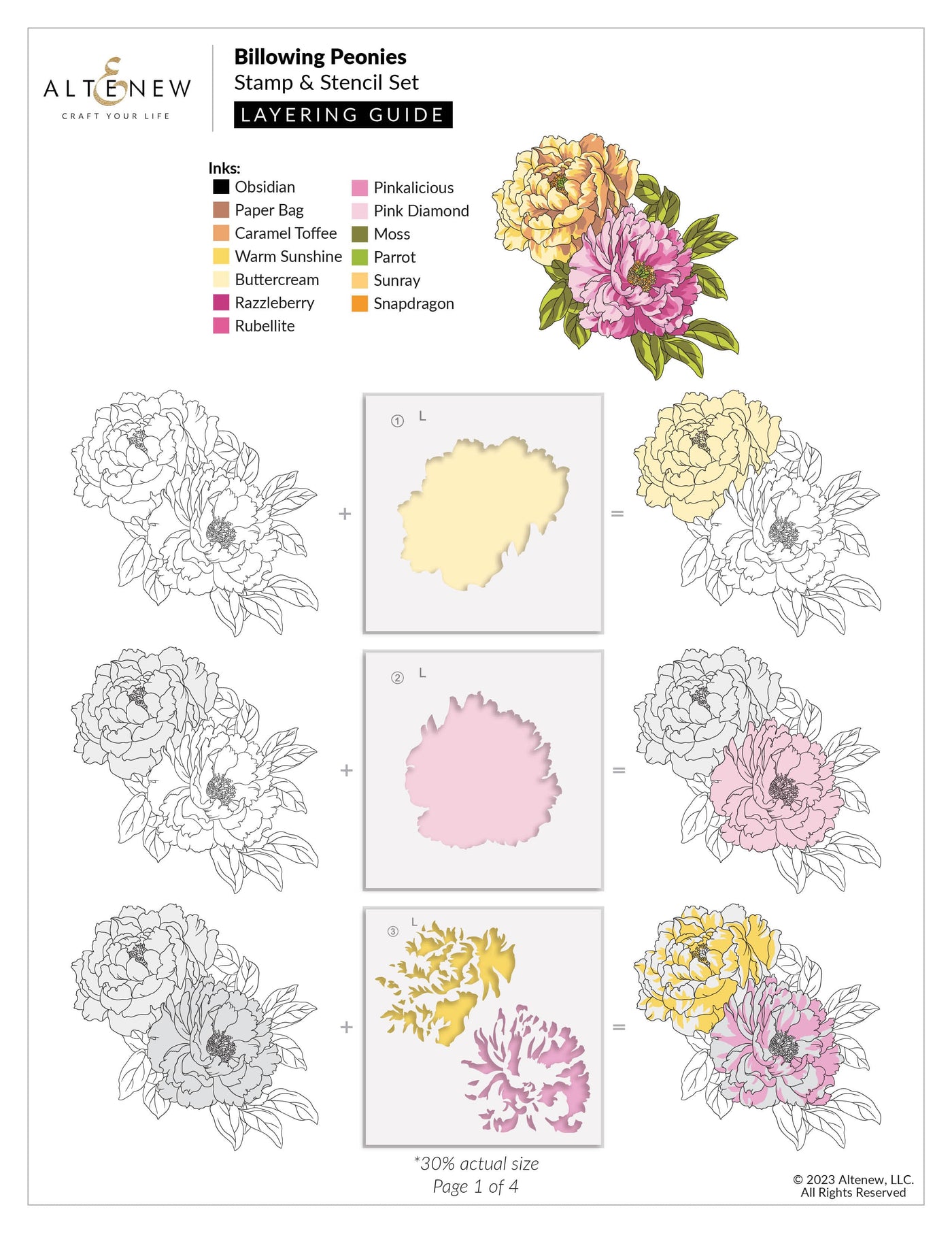 Billowing Peonies Layering Stencil Set 12 In 1
