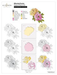 Billowing Peonies Layering Stencil Set 12 In 1