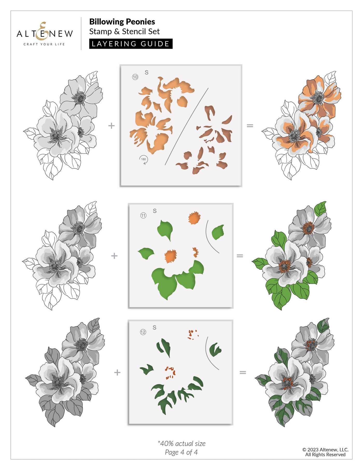 Billowing Peonies Layering Stencil Set 12 In 1
