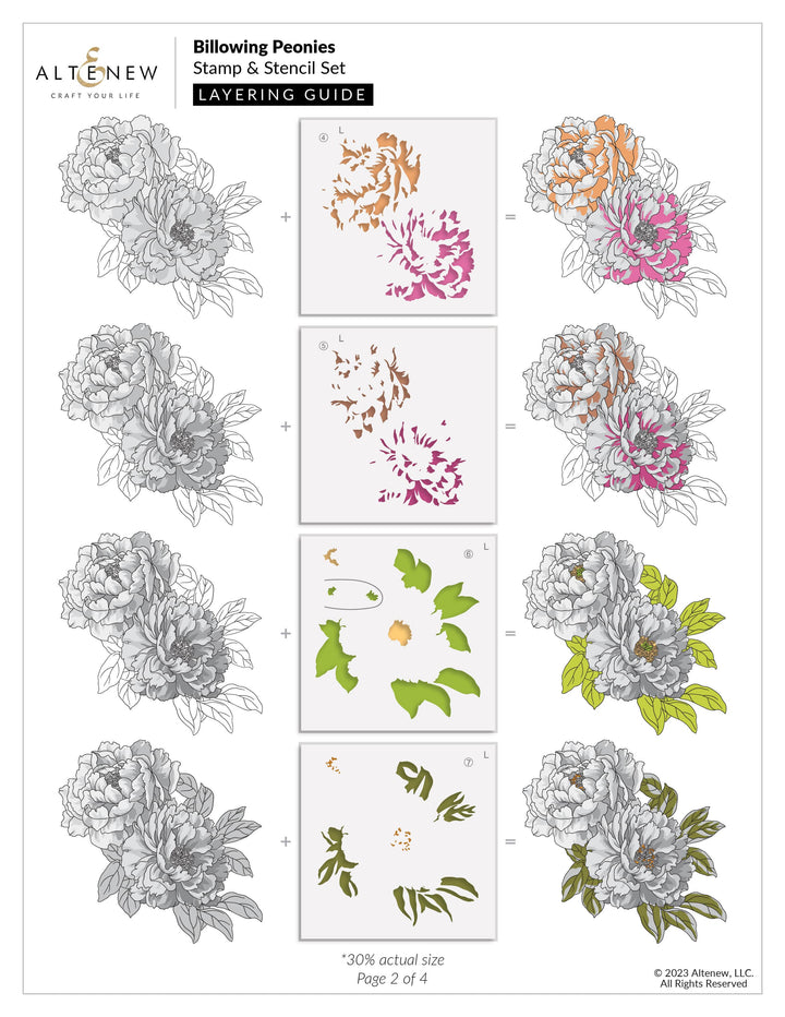 Billowing Peonies Layering Stencil Set 12 In 1