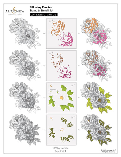 Billowing Peonies Layering Stencil Set 12 In 1