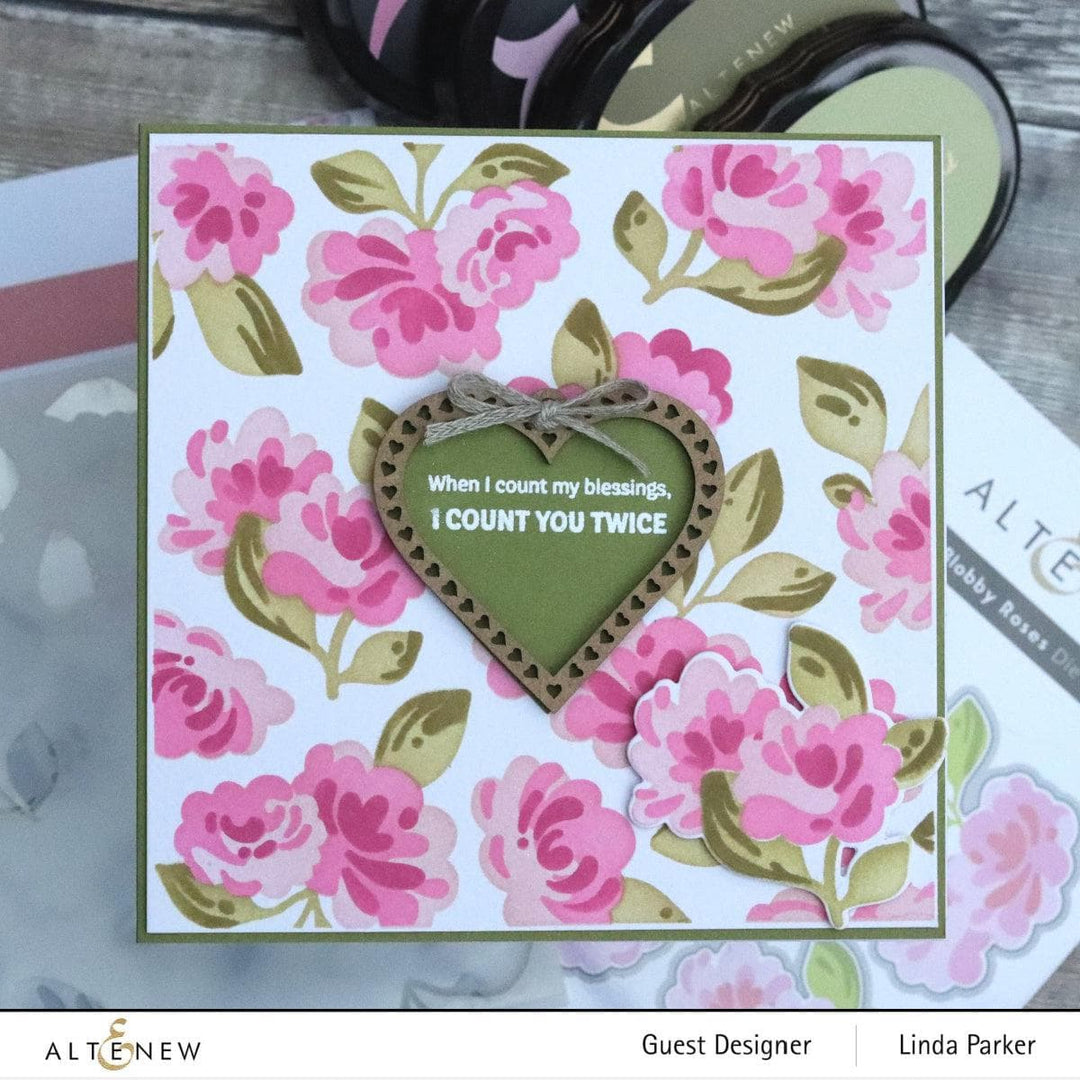 Altenew Blobby Roses Stencil Set (4 in 1) with floral rose patterns for crafting and scrapbooking projects.