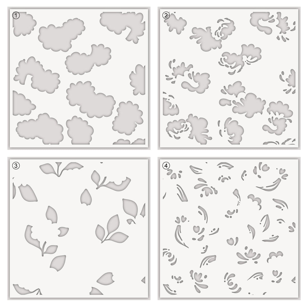 Altenew Blobby Roses Stencil Set (4 in 1) with floral rose patterns for crafting and decorating projects, shown in the image.