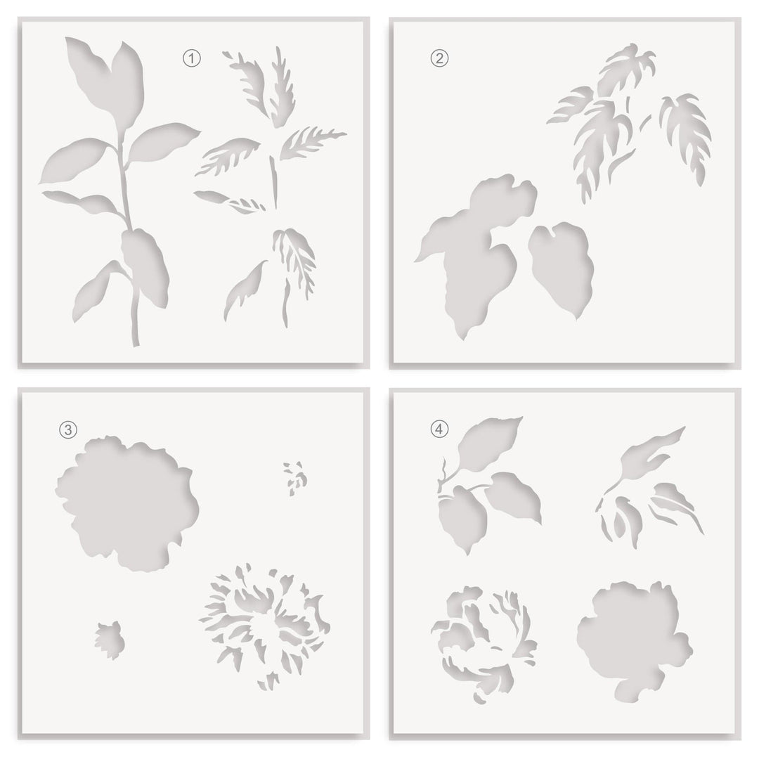 EXP Factors Stencil Botanical Illustrations Layering Stencil Set (4 in 1)