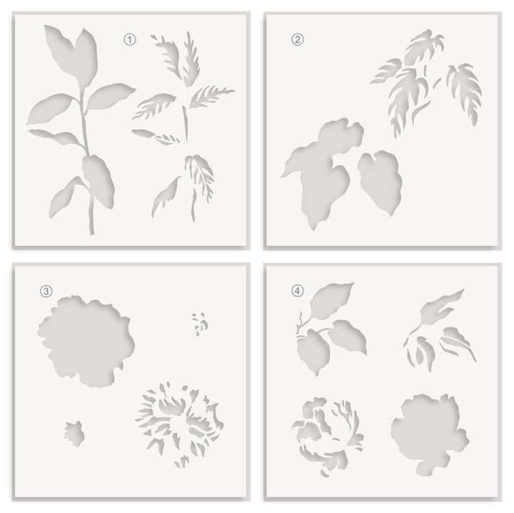 EXP Factors Stencil Botanical Illustrations Layering Stencil Set (4 in 1)