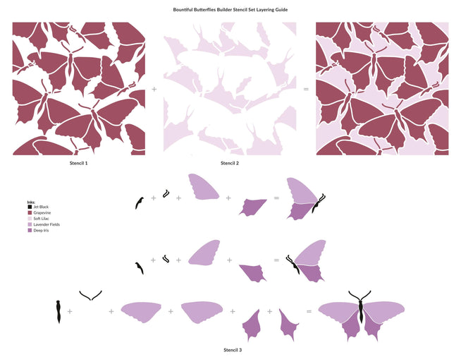 Photocentric Stencil Bountiful Butterflies Builder Stencil Set (3 in 1)
