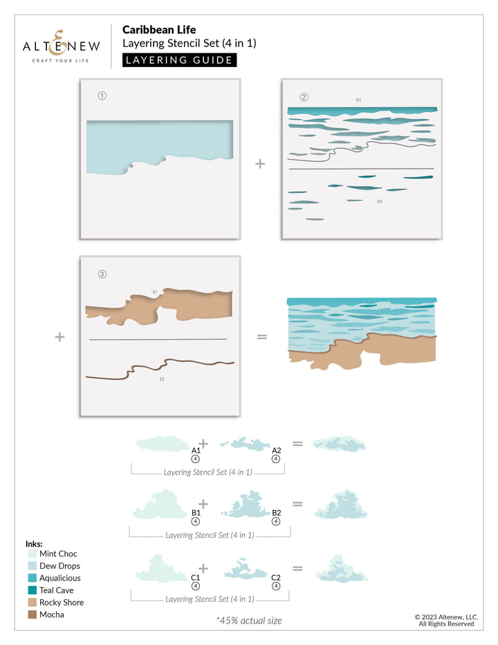 EXP Factors Stencil Caribbean Life Layering Stencil Set (4 in 1)