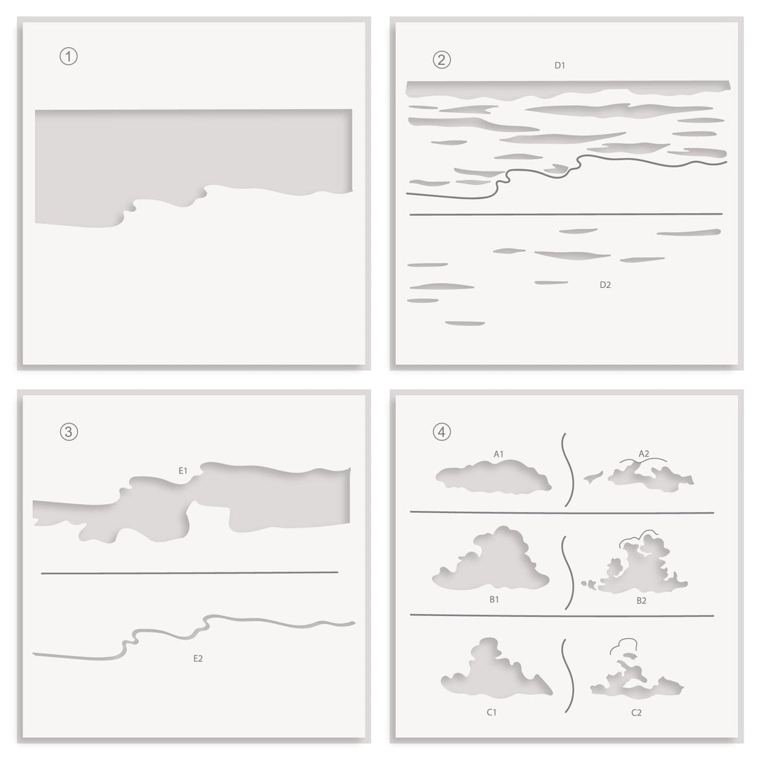 EXP Factors Stencil Caribbean Life Layering Stencil Set (4 in 1)