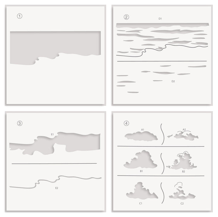 EXP Factors Stencil Caribbean Life Layering Stencil Set (4 in 1)