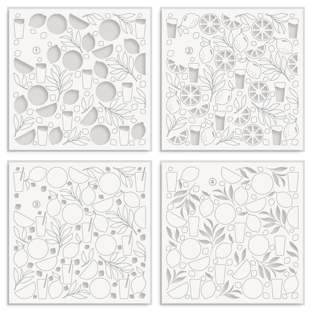 EXP Factors Stencil Citrus Fruits Pattern Layering Stencil Set (4 in 1)
